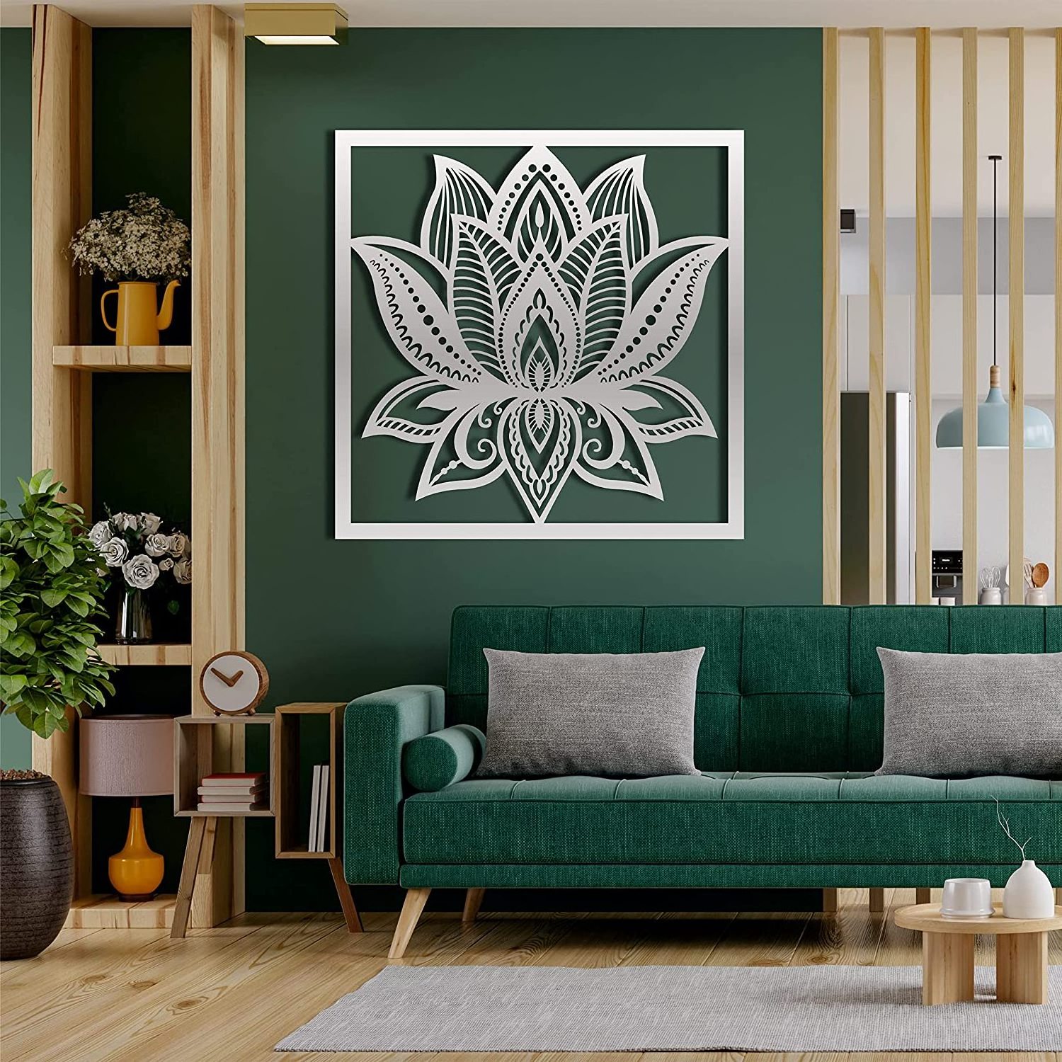 Lotus Flower Metal Wall Art Yoga Studio Gold Wall Decor Lotus Flower Spiritual Art Yoga Decoration Metal Wall Art Decor