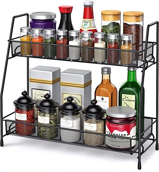 Kitchen Bathroom Under Sink Cabinet 2-tier Dish Racks  For Countertop Seasoning for Kitchen Counter