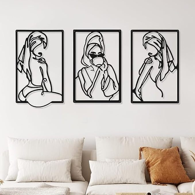 Minimalist Metal Abstract Line Women Wall Art Decoration Modern Aesthetic Room Decor Nordic Home Decor