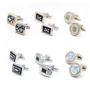 Factory Price Custom Logo Designer Hot-selling Round Square Shape Cufflink Gemstone Personalised Cufflinks