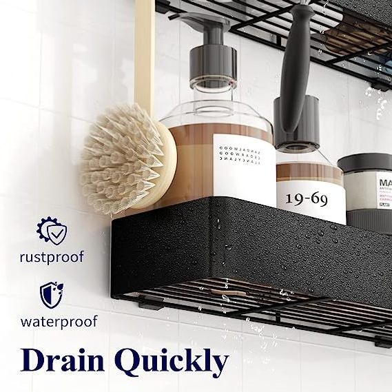 Quality Goods black stainless steel shower caddy shower storage shelf shower shelf