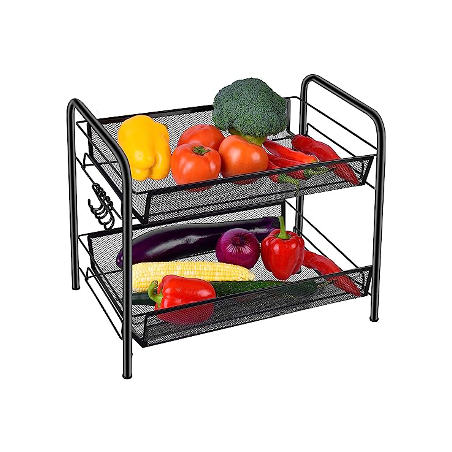 Storage Baskets Rack Metal Basket Kitchen Organizer Storage Shelf Cube Fruit Vegetable Organizer Trolley Cart