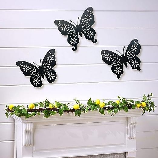 Modern Metal Wall Hanging Black Butterfly Decor Hanging Concise Wall Art Hanging for Home Decor Unique Gift