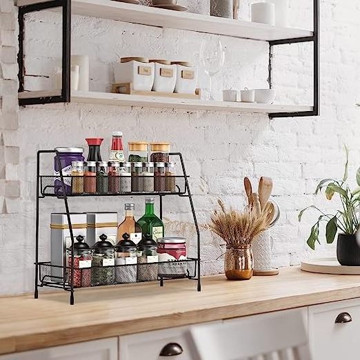 Kitchen Bathroom Under Sink Cabinet 2-tier Dish Racks  For Countertop Seasoning for Kitchen Counter