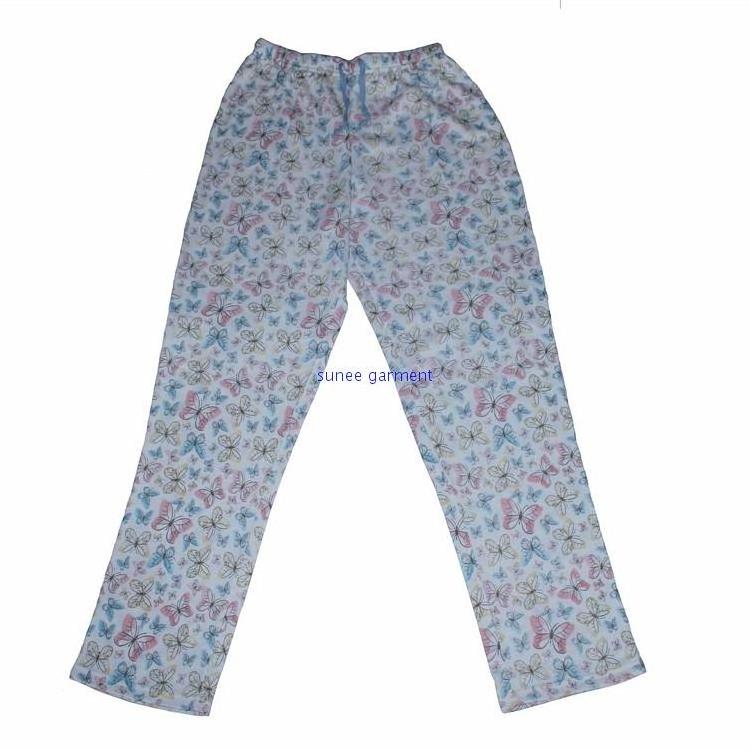 Factory wholesale print soft plush ladies loose pajama pants