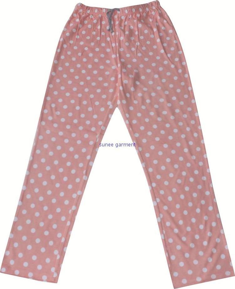 Factory wholesale print soft plush ladies loose pajama pants