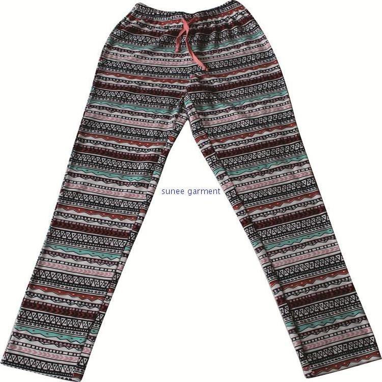 Factory wholesale print soft plush ladies loose pajama pants