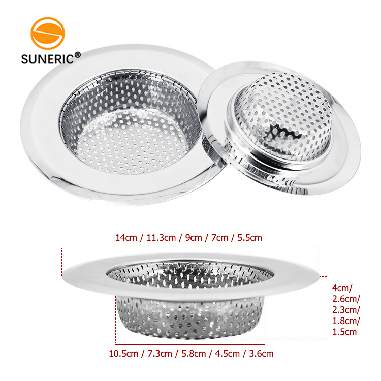 Wholesale stainless steel colander mesh drain basket food stopper filter kitchen sink strainer