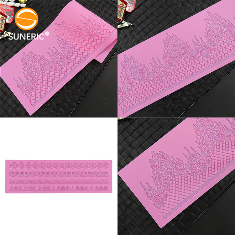 Silicone cake steamer impression mat flower pattern lace fondant mold for baking decoration