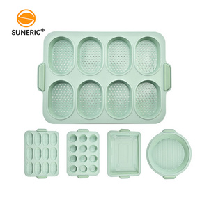 Round silicone cake pan perforated bread loaf baguette mold muffin tray for oven baking