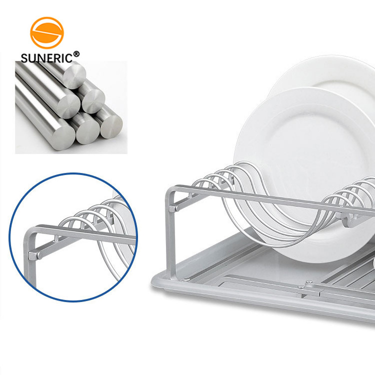 Kitchen plate cutlery storage drying drainer aluminum dish rack for sink counter