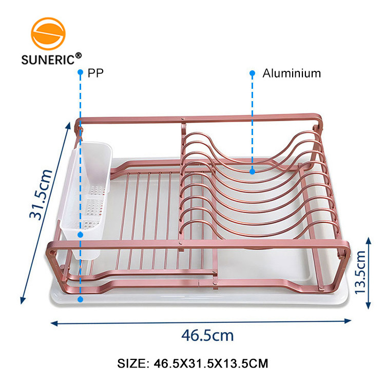 Kitchen plate cutlery storage drying drainer aluminum dish rack for sink counter