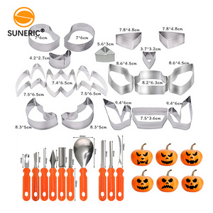 Wholesale stainless steel knife stencils tools set Halloween pumpkin carving kit