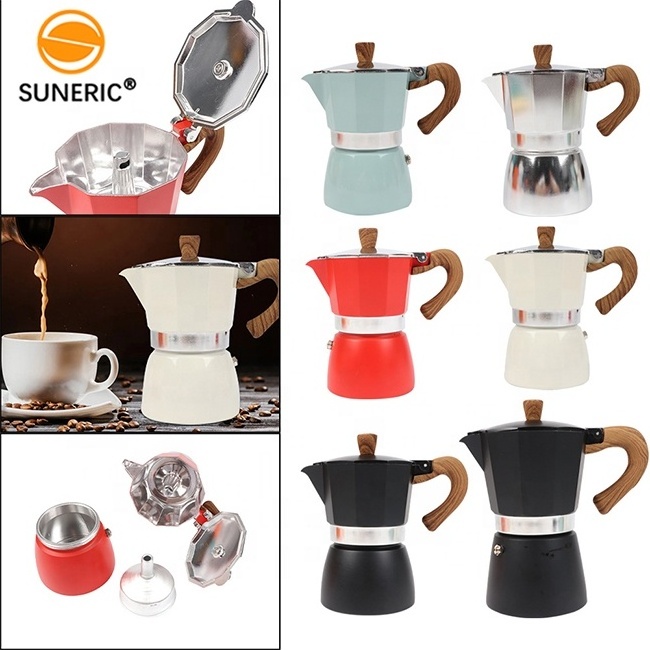 Colorful Percolator Aluminium Moka Pot Italian Coffee And Espresso Maker Stovetop Espresso Maker