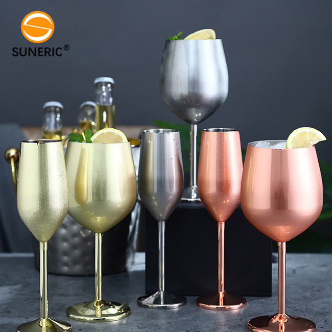 Customized Luxury Goblets Metal Cocktail Wine Glasses Stainless Steel Red Wine Glass Champagne Cup