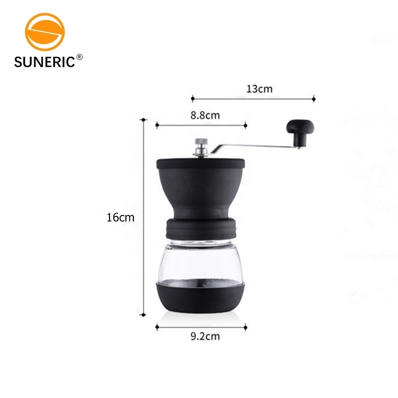 Portable Hand Crank Adjustable Stainless Steel Grinder Espresso Ceramic Burr Manual Coffee Bean Grinder With Lid