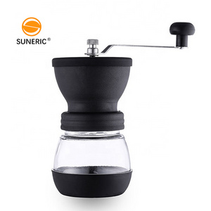 Portable Hand Crank Adjustable Stainless Steel Grinder Espresso Ceramic Burr Manual Coffee Bean Grinder With Lid