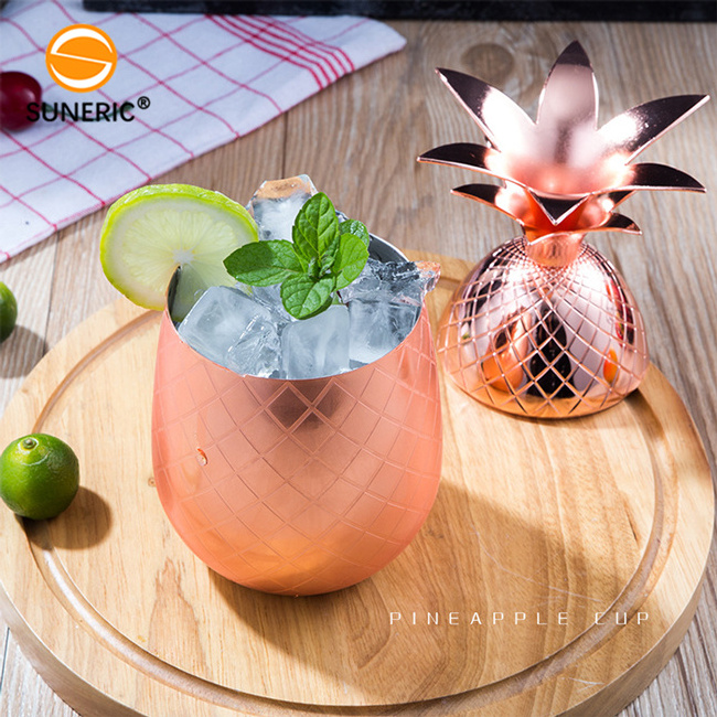 550ml Stainless Steel Hawaiian Party Copper Gold Drinking Mug Moscow Metal Pineapple Cocktail Cup