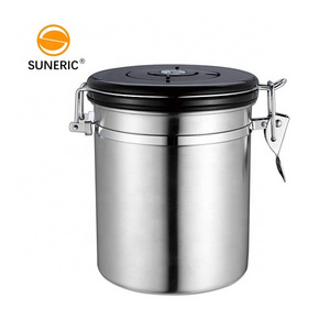 Durable Freshness Save Bean Coffee Canister With Valve Stainless Steel Coffee Tea Coffee Sugar Canisters