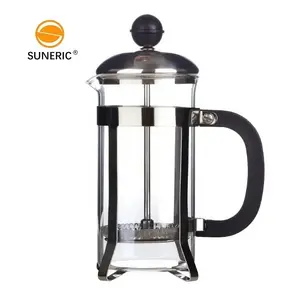 Portable Stainless Steel Plunger Filter Brewing Tea Coffee Maker Pot Heat Resistant French Press Glass