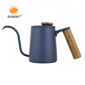 350 600ml Mini Gooseneck Hand Drip Coffee Tea Pot Pour Over Stainless Steel Coffee Kettle With Wood Handle