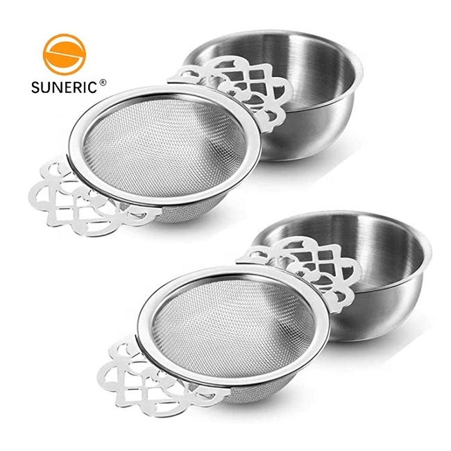 Customized Mini Fine Mesh Tea Filter Bowls Loose Leaf Infuser Ball Stainless Steel Tea Strainer With Handle