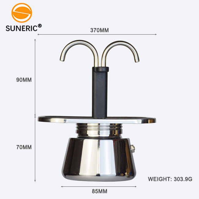 Stainless Steel Coffee Press Dispenser Brewer 2 Cups Stove Top Espresso Maker Coffee Percolator Moka Pot