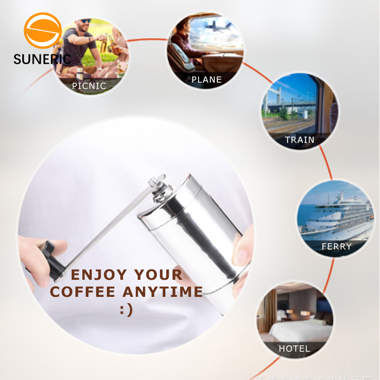 Mini Custom Handheld Adjustable Burr Coffee Bean Grinder Manual Portable Hand Crank Coffee Grinder Commercial