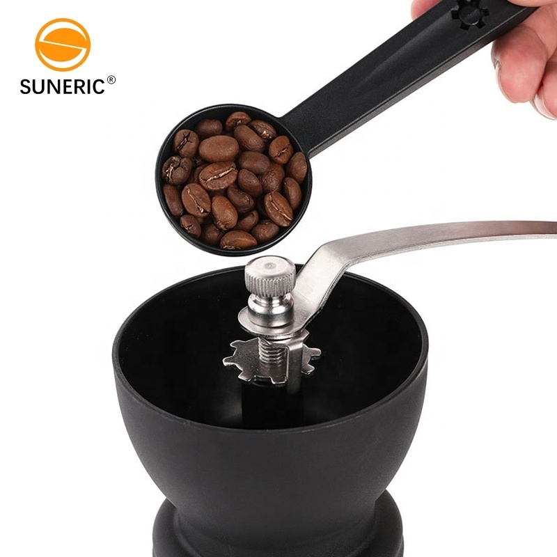 Portable Hand Crank Adjustable Stainless Steel Grinder Espresso Ceramic Burr Manual Coffee Bean Grinder With Lid