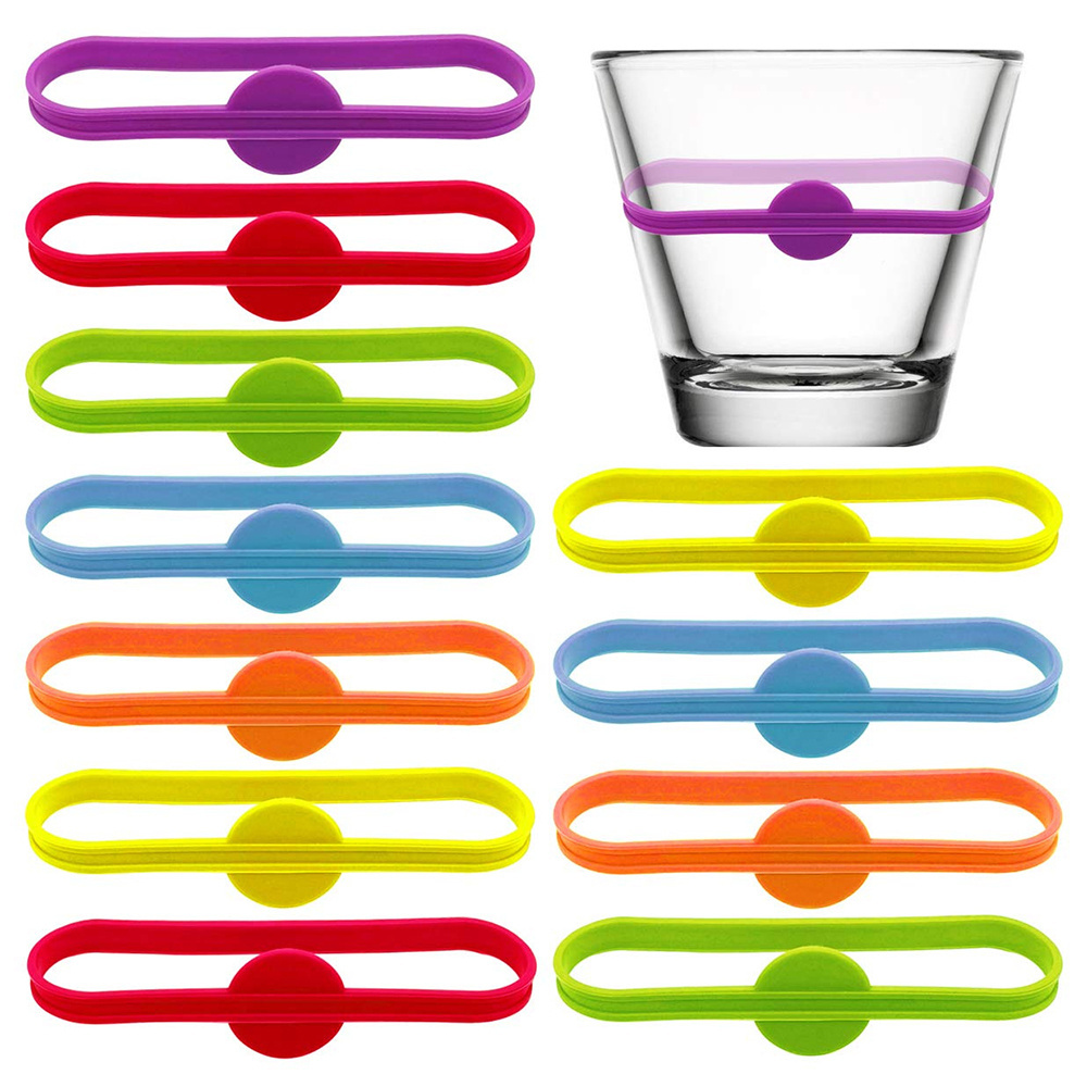 Bar Party Wine Bottle Label Glasses Drinking Goblet Tag Food Grade Silicone Mark Long Strips Wine Charm Rings