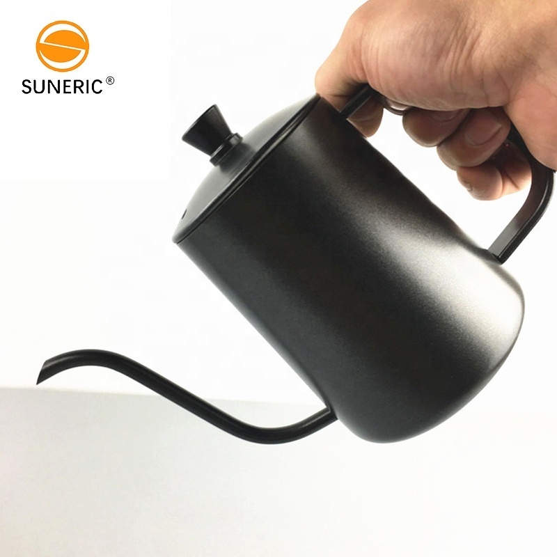 600ml Long Spout Hand Drip Kettle Coffee Pot Black Pour Over Stainless Steel Tea Coffee Kettle Gooseneck