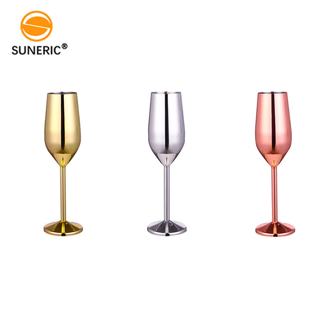 Customized Luxury Goblets Metal Cocktail Wine Glasses Stainless Steel Red Wine Glass Champagne Cup