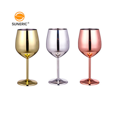 Customized Luxury Goblets Metal Cocktail Wine Glasses Stainless Steel Red Wine Glass Champagne Cup