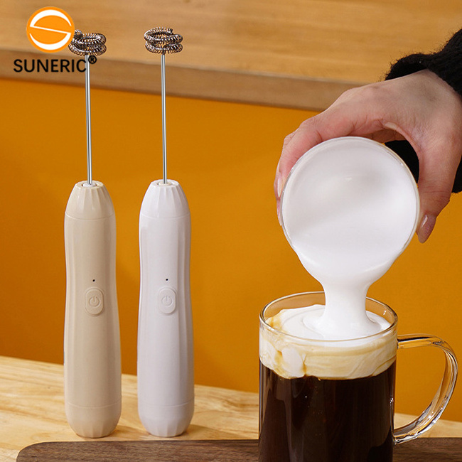 Custom Logo On Stock Stainless Steel Foam Maker For Lattes Coffee Mixer Machine USB Rechargeable Handheld Electric Milk Frother