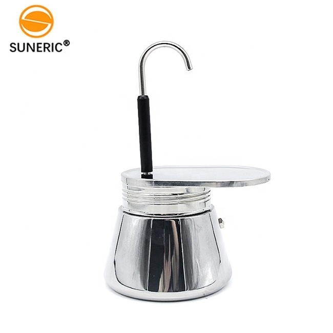 Stove Induction Top Single Tube Stainless Steel Coffee Percolator Restaurant Espresso Coffee Maker Moka Pot