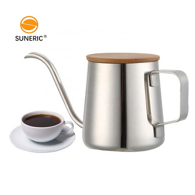 Long Spout Hanging Ears Wood Lid Coffee Pot Portable Stainless Steel Hand Drip Gooseneck Pour Over Coffee Kettle