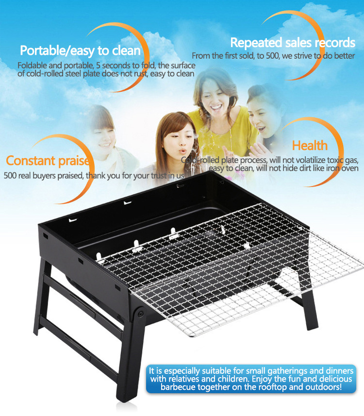 Portable Smoker Charcoal Barbecue Mini Outdoor Folding Tabletop Stainless Steel Charcoal Bbq Grills For Sale