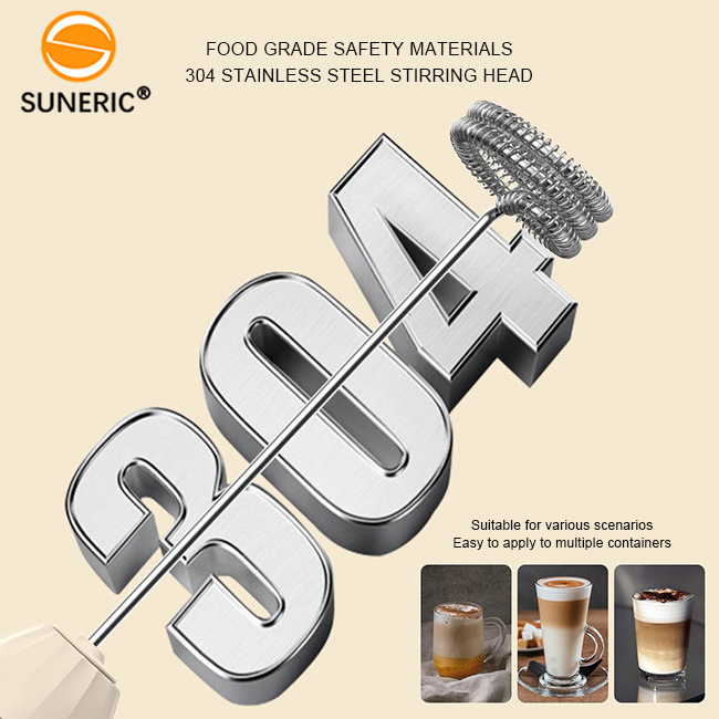 Custom Logo On Stock Stainless Steel Foam Maker For Lattes Coffee Mixer Machine USB Rechargeable Handheld Electric Milk Frother