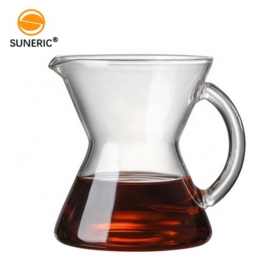 Mini Heat Resistant Pour Over Ice Drip Coffee Brewer Earing Filter Decanter Pot Clear Glass Coffee Server