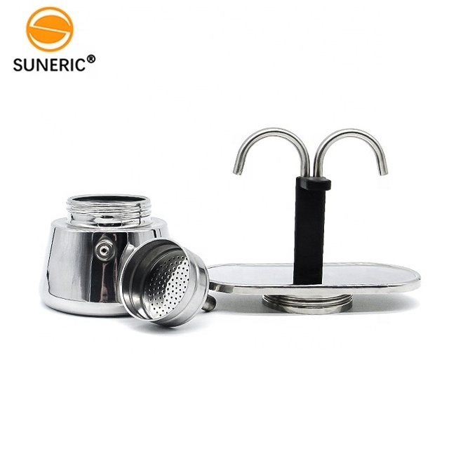 Stainless Steel Coffee Press Dispenser Brewer 2 Cups Stove Top Espresso Maker Coffee Percolator Moka Pot