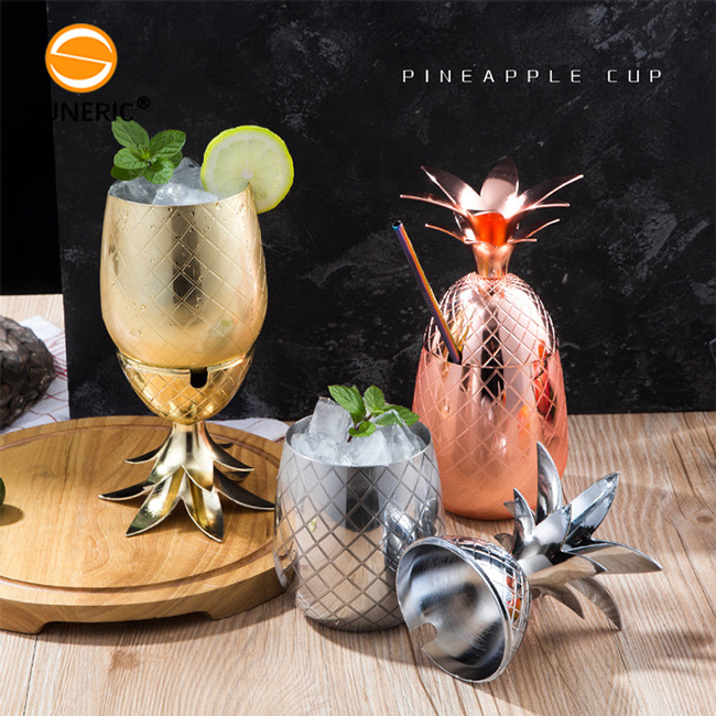 550ml Stainless Steel Hawaiian Party Copper Gold Drinking Mug Moscow Metal Pineapple Cocktail Cup