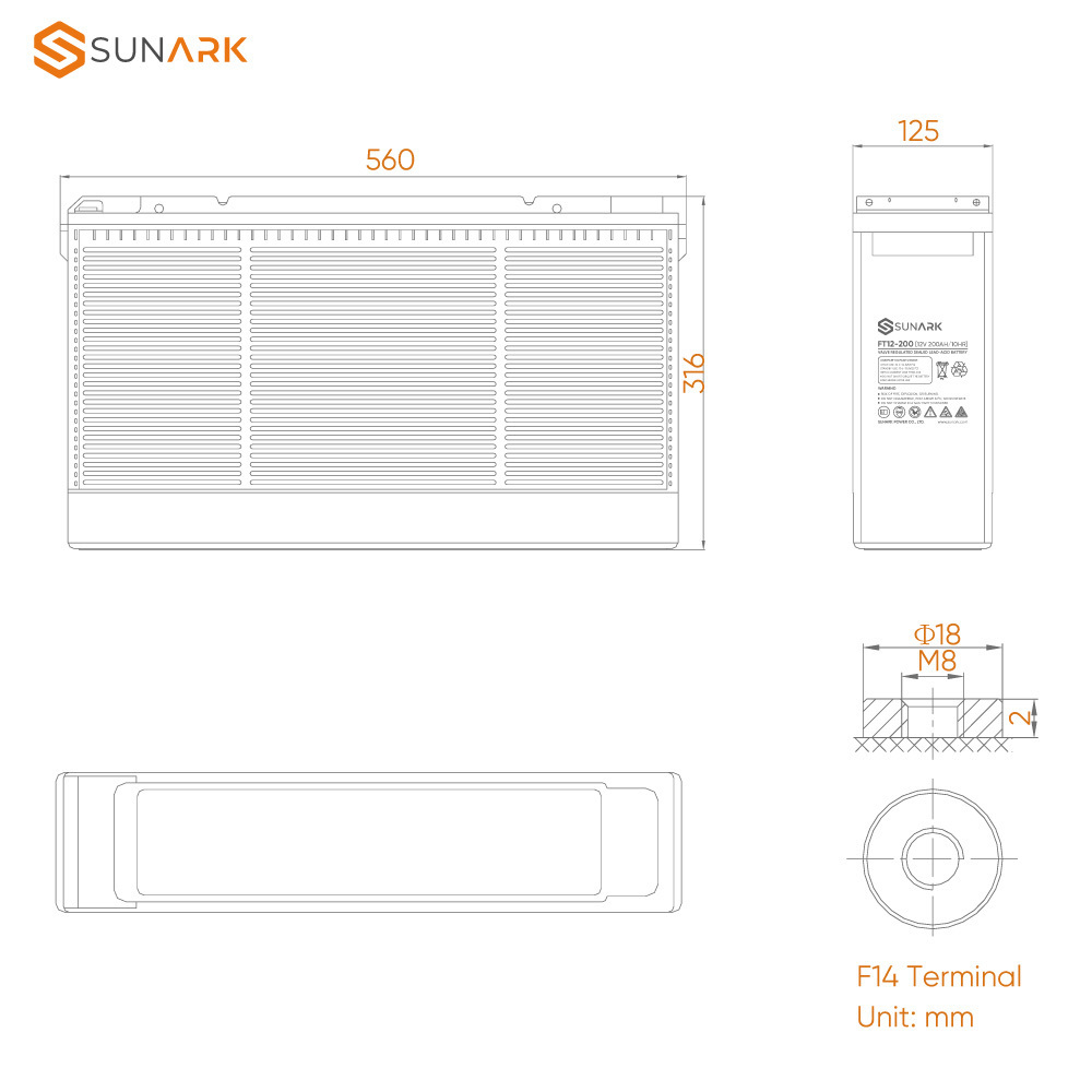 Front Terminal Solar Gel Battery 12V 100Ah 150Ah 200Ah Lead Acid Batterie Gel Solaire Batteries