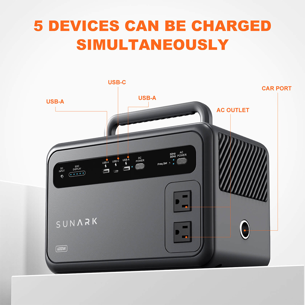 SunArk Fast Charge Portable Power Station 600 W 691wh 576wh Indoor Outdoor Solar Generator