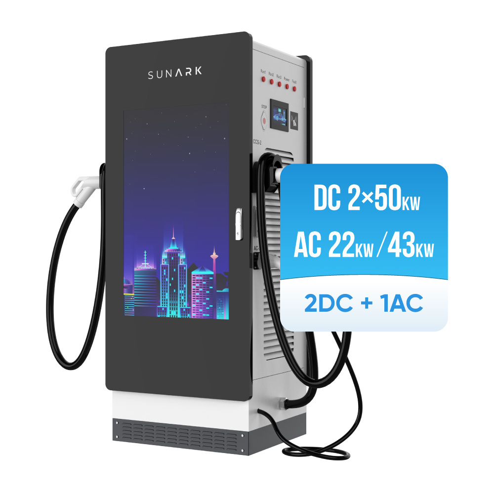 SunArk Commercial Ev Charger 22Kw 43KW AC 50KW DC Level 2 48 Amp Car Charger Station