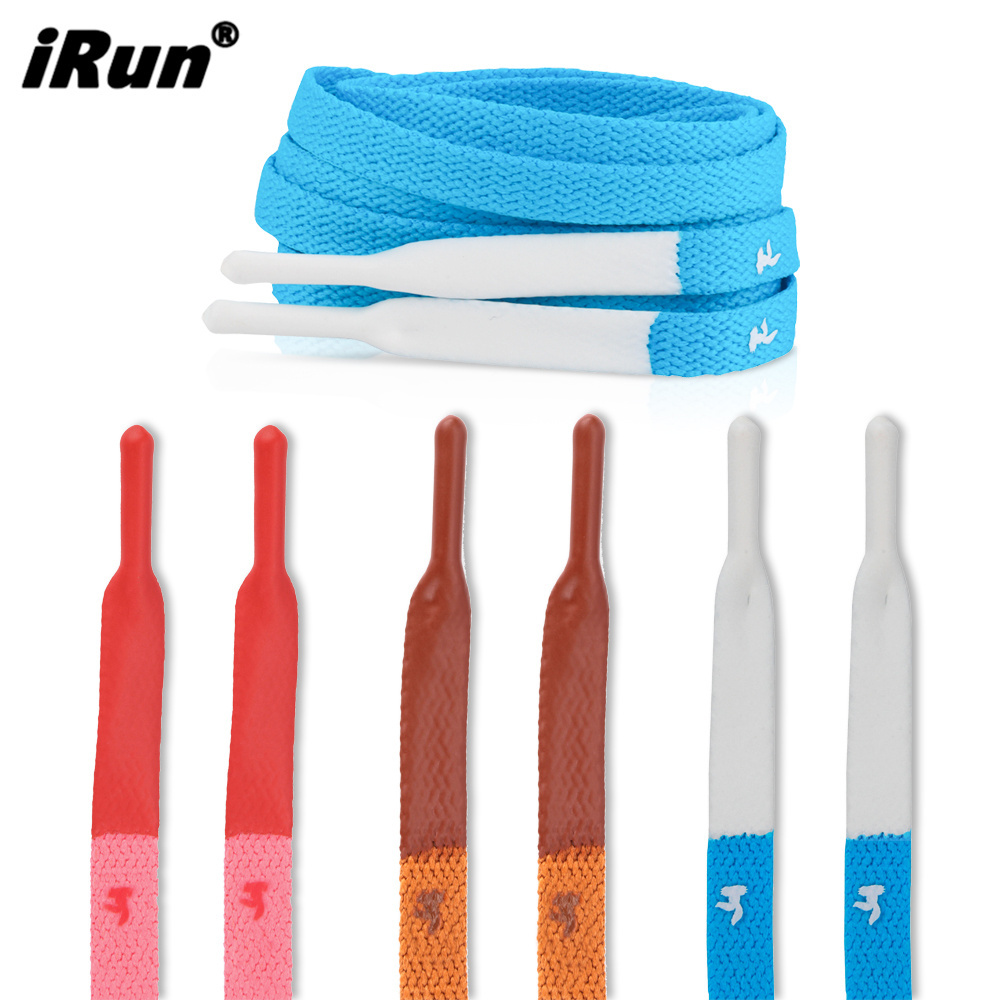 iRun  Custom Logo Plastic Rubber Aglet Tips Drawstring Rubber Lace Tips Dip End Polyester Boot Flat Print Shoe Laces Draw Cord