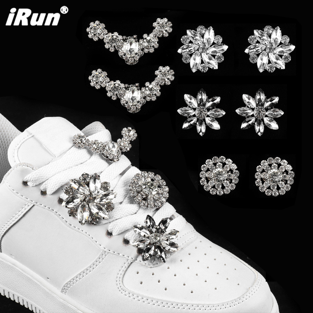 iRun Metal Shoelaces Clips Sneaker Decorative Luxury Shiny Rhinestones Shoes Accessory Shoelaces Charms Clips