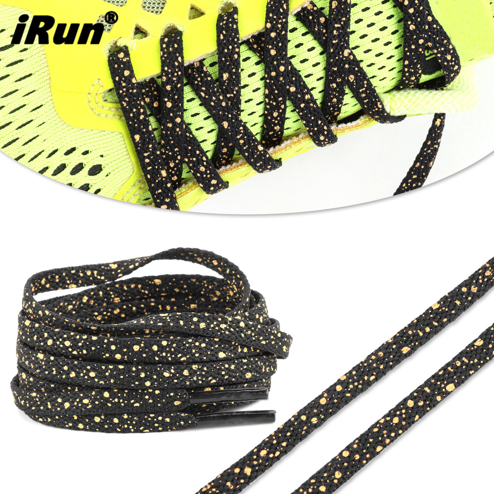 iRun OEM Support Custom Multicolor Heat Transfer Spotted Printed Shoelaces Cement Print Canvas Sneaker Shoe Laces