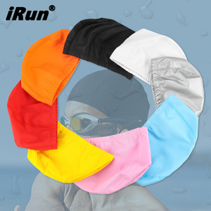 iRun OEM Customized Logo Various Color Lycra swimming cap Spandex Swim cap Fabric Polyester Swimming cap for Adult and Kids