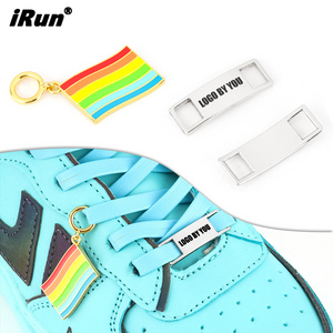 iRun Custom Metal Shoelace Charm Decoration Engraved Metal Tags Shoelace Charms Shoe Buckle Colorful Rainbow Lace Tag