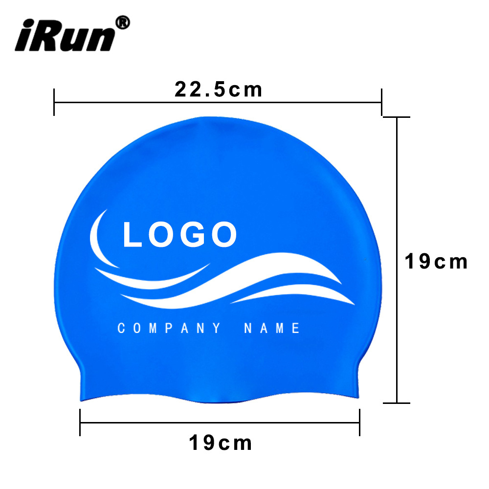 iRun Custom Logo Pattern National Flag Printed Waterproof Silicone Latex Swim Cap Waterproof Eco Friendly Silicone Swimming Caps